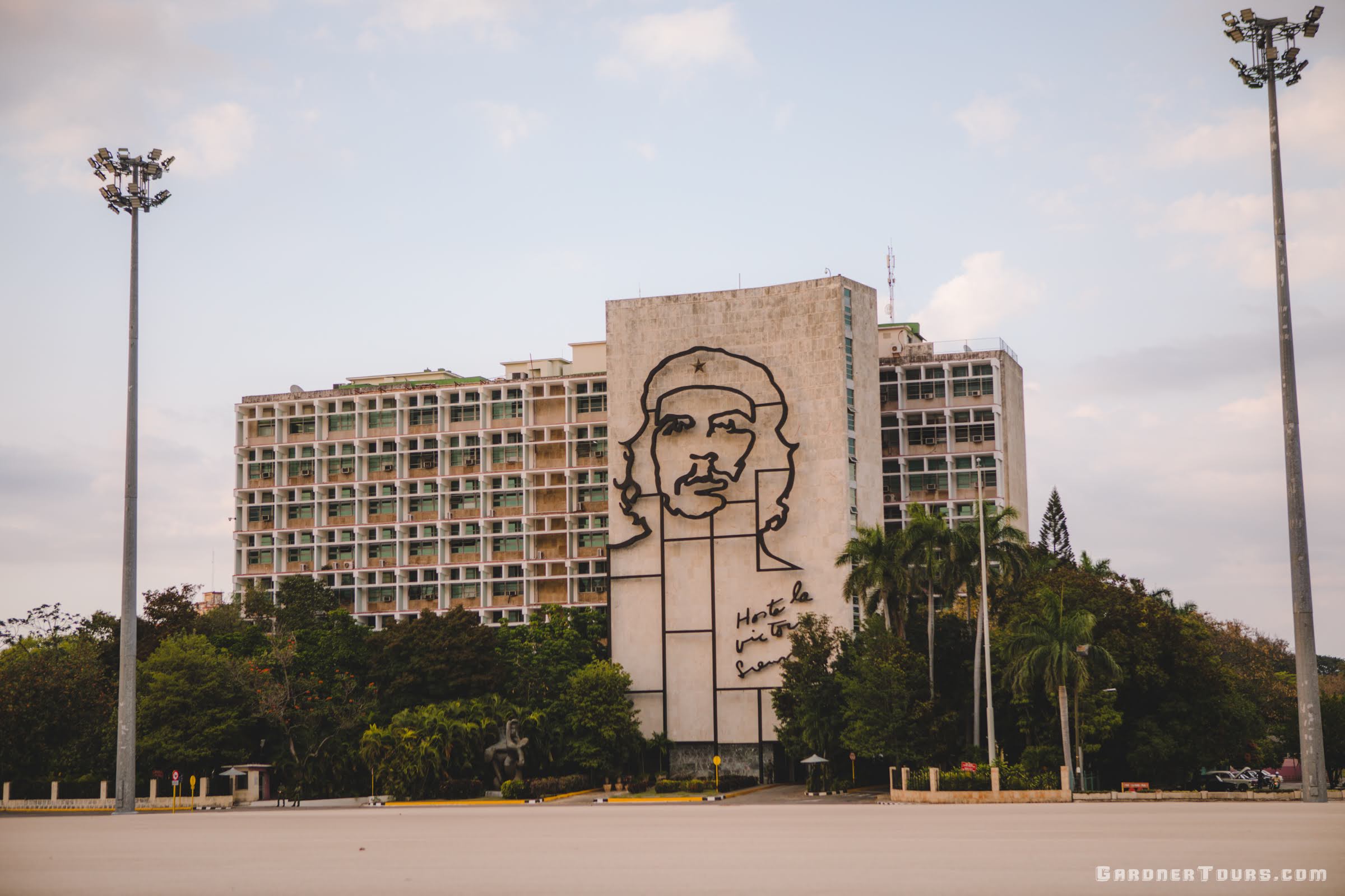 The Ministry of Finances Building with Che Guevara on the side of It in the Plaza de la Revolucion Revolution in Havana Cuba