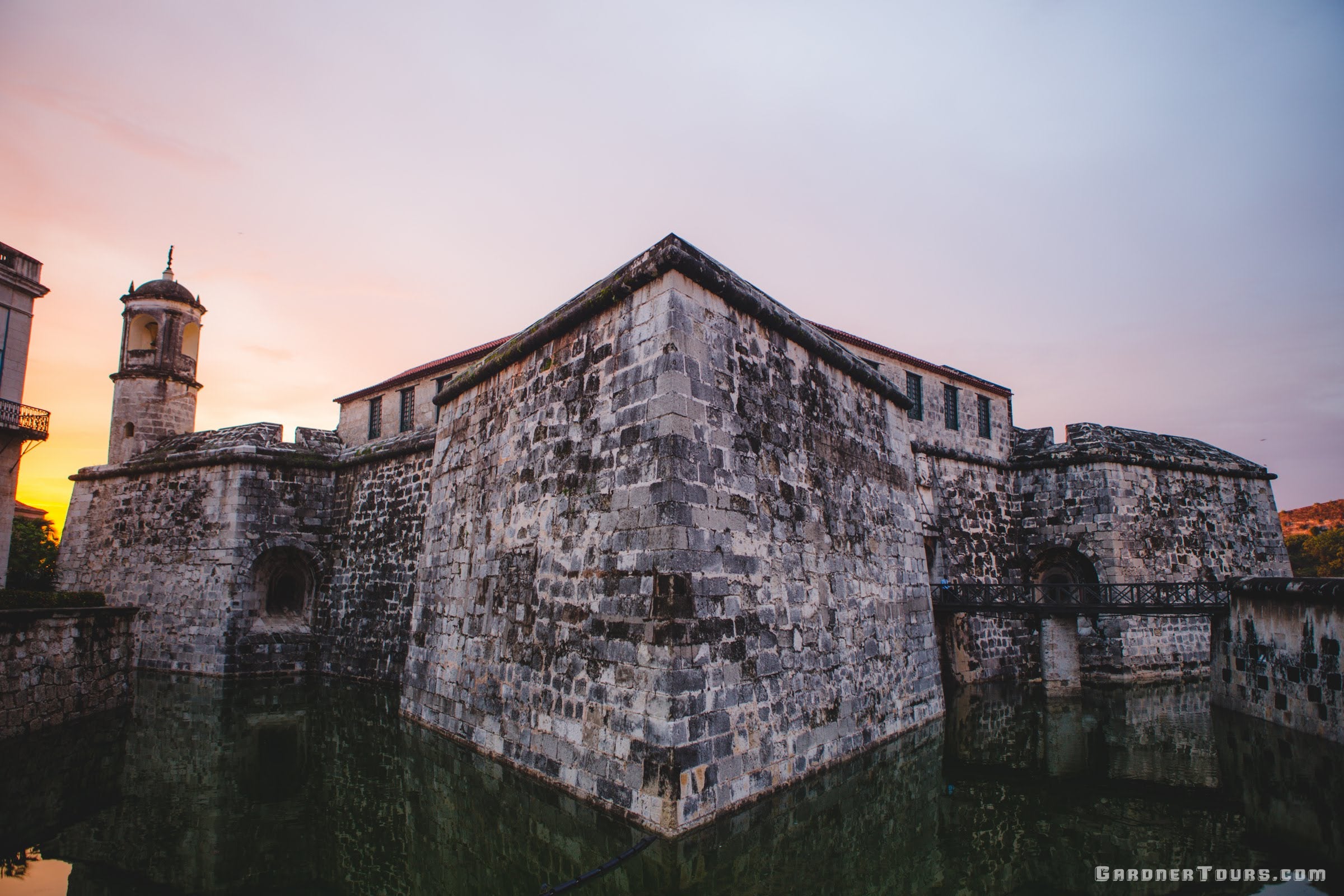 Castle of the Royal Force at Plaza de Armas during Sunset in Havana, Cuba