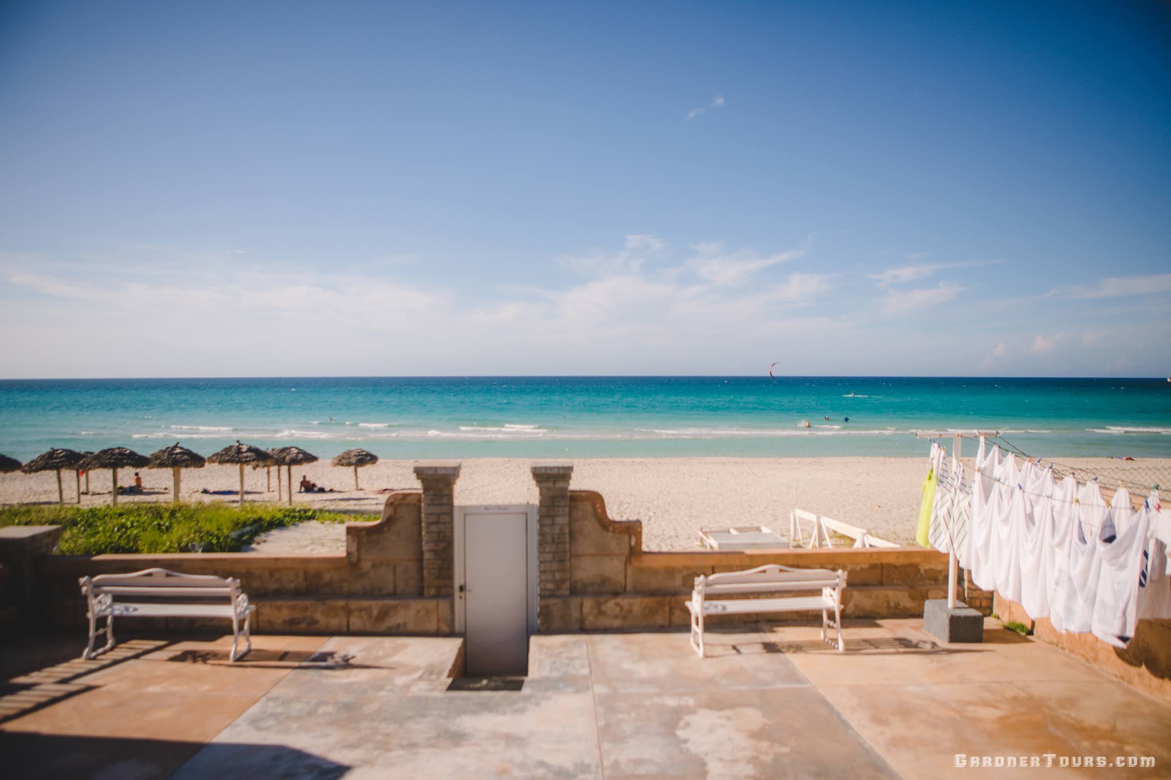 View of Blue Waters, Beach and Back Yard of a BnB on Varadero Beach, Cuba