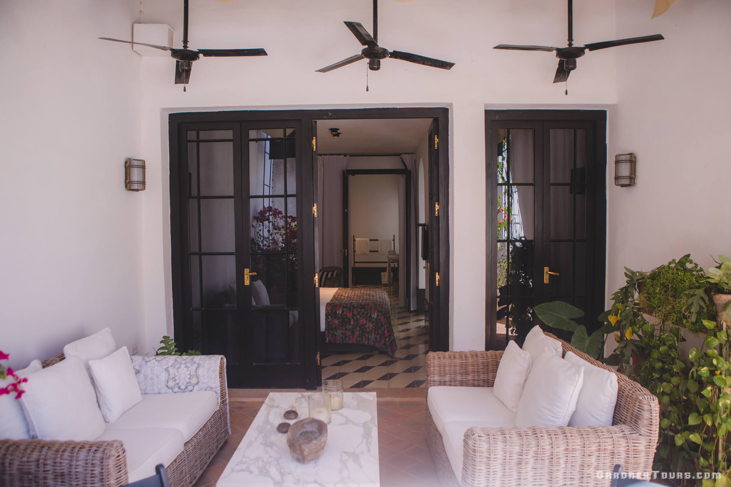 Full View of Luxurious Patio Terrace just outside of a Bedroom at 5-star Luxury Accommodations in Old Havana, Cuba