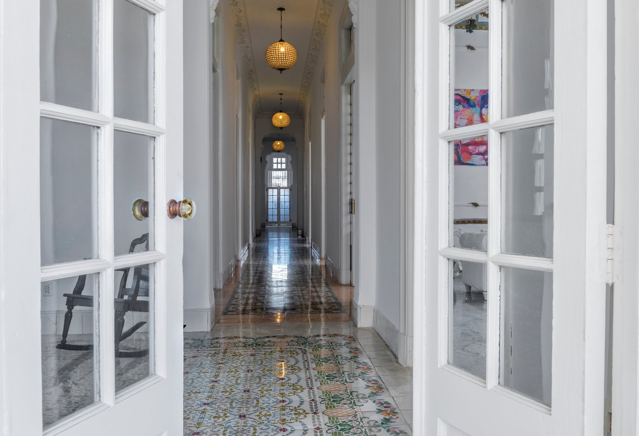 Long White Hallway of our 5-star Luxury Accommodations in El Vedado, Havana, Cuba