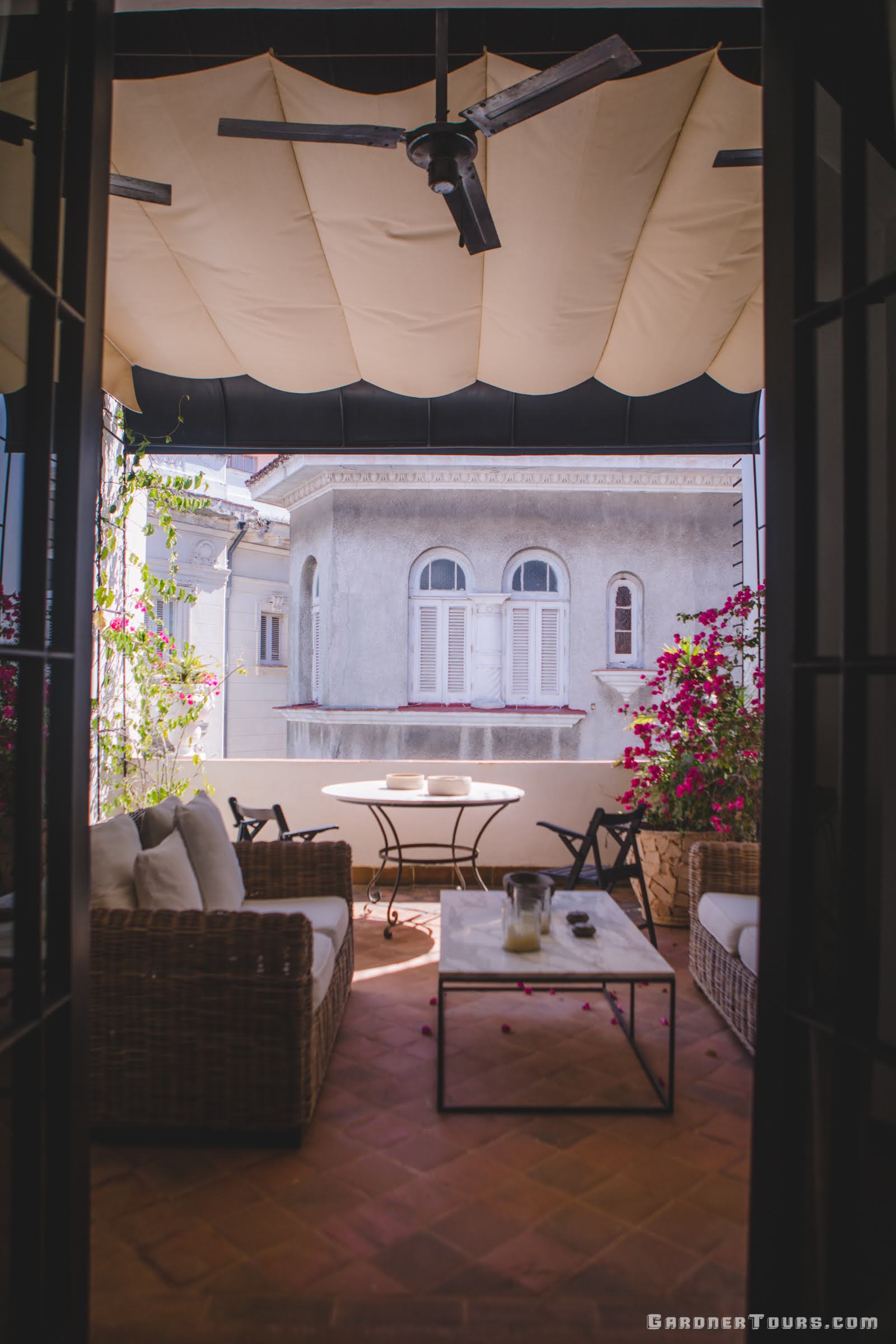 Luxurious Patio Terrace just outside of a Bedroom at 5-star Luxury Accommodations in Old Havana, Cuba