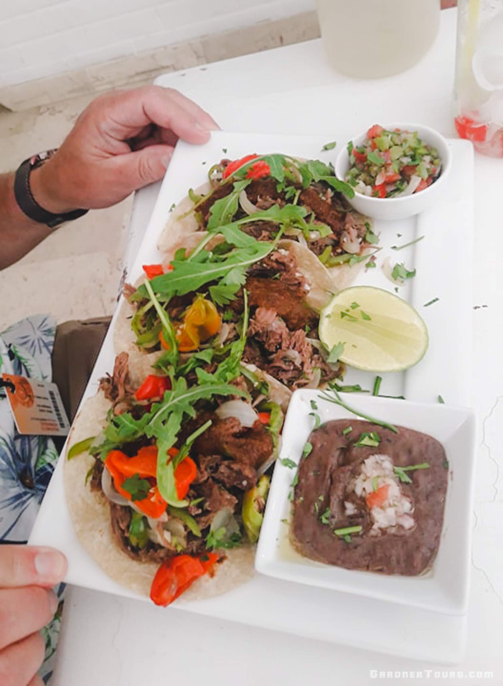 Tasty Tacos with vegetables and black beans at Restaurant Paladar Lo de Monik in Old Havana, Cuba