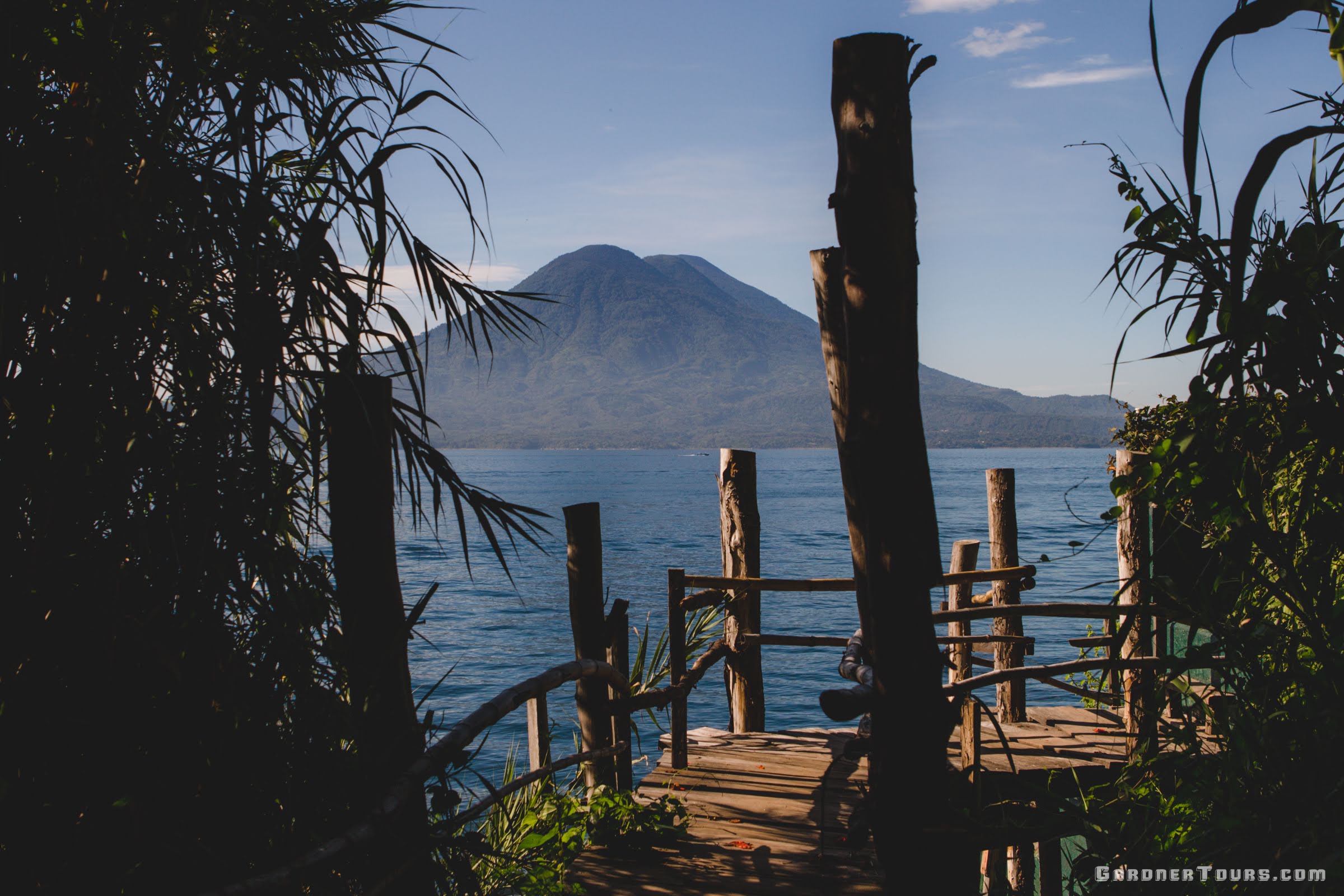 Gardner Tours Guatemala Tours Hospitality View of the San Pedro Volcano on a Walking Path around Lake Atitlan Guatemala