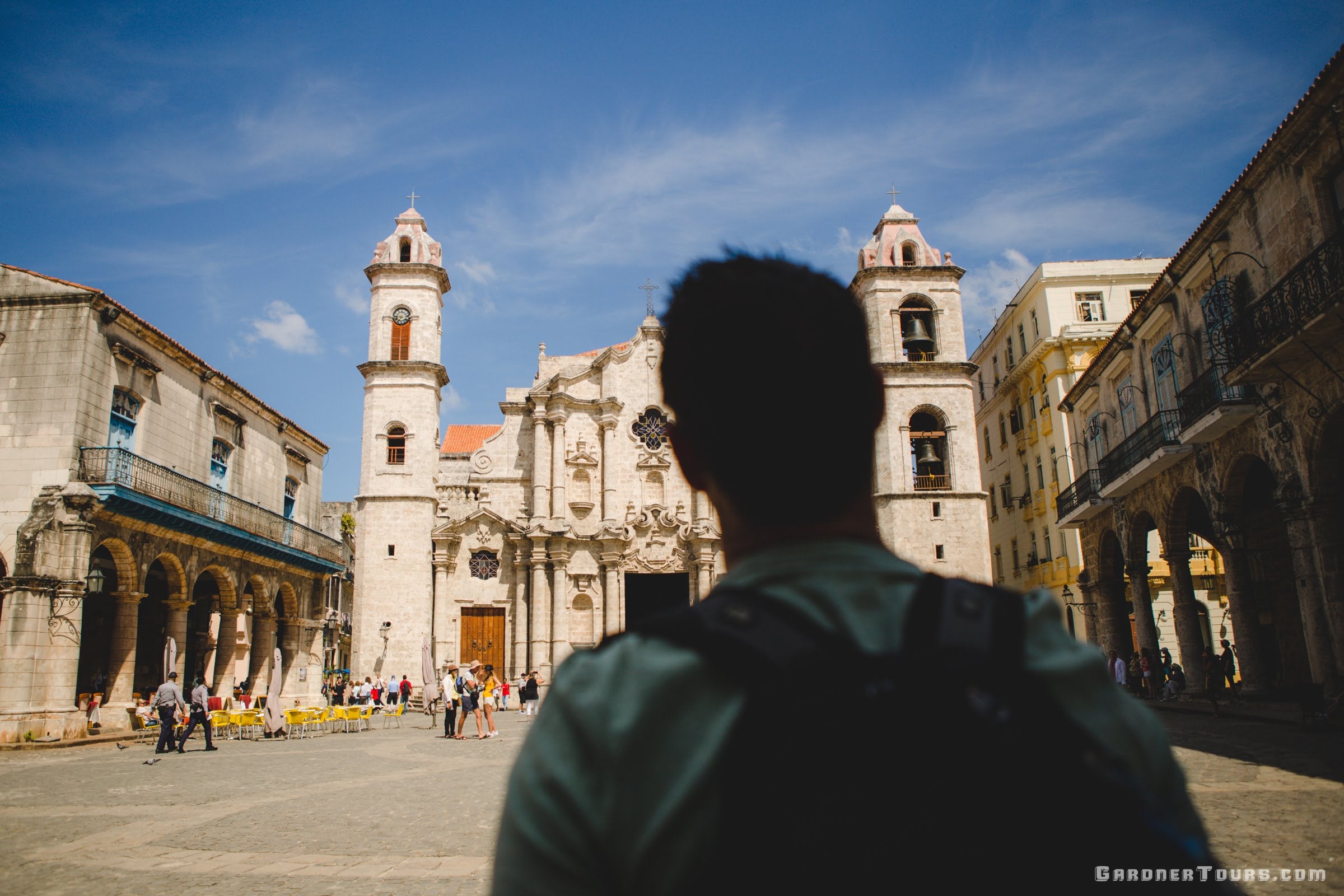 Man Looking at the Havana Cathedral in Old Havana, Cuba