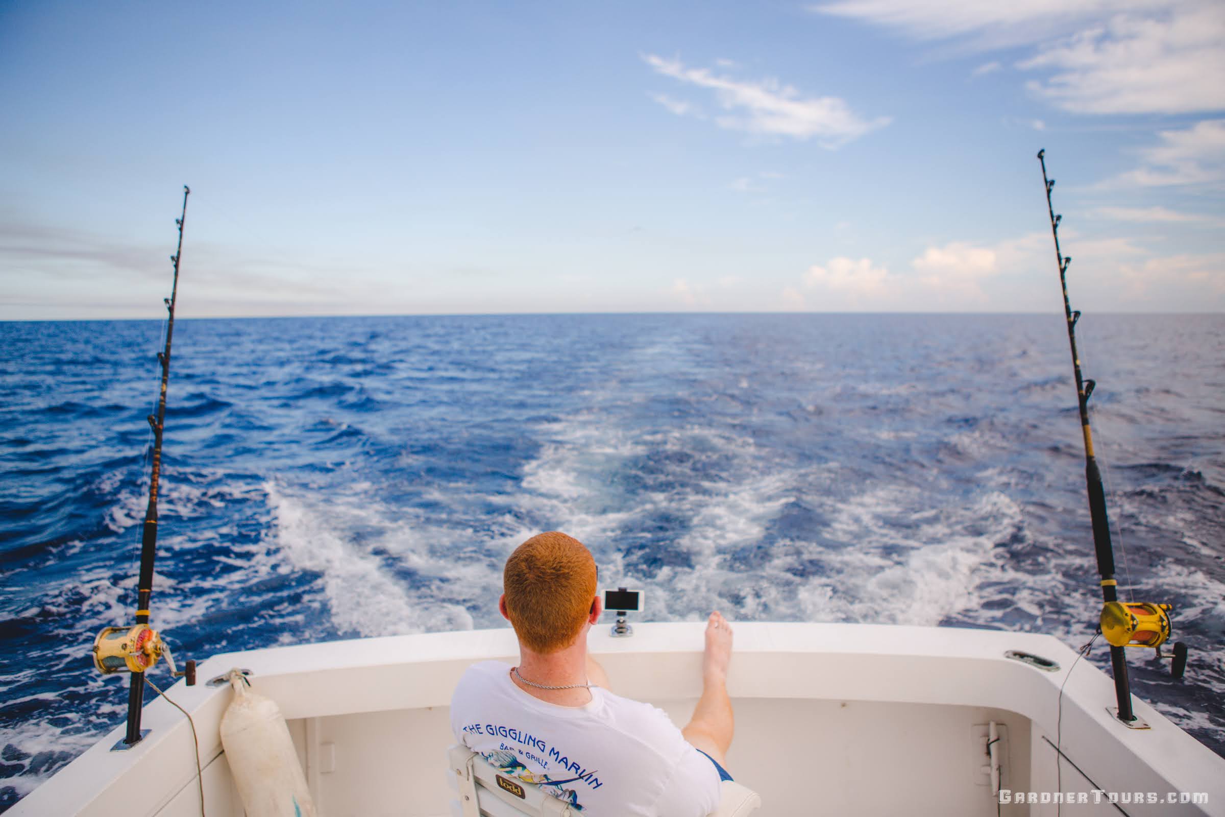 Man enjoying the waters while Fishing off the North Coast of Cuba