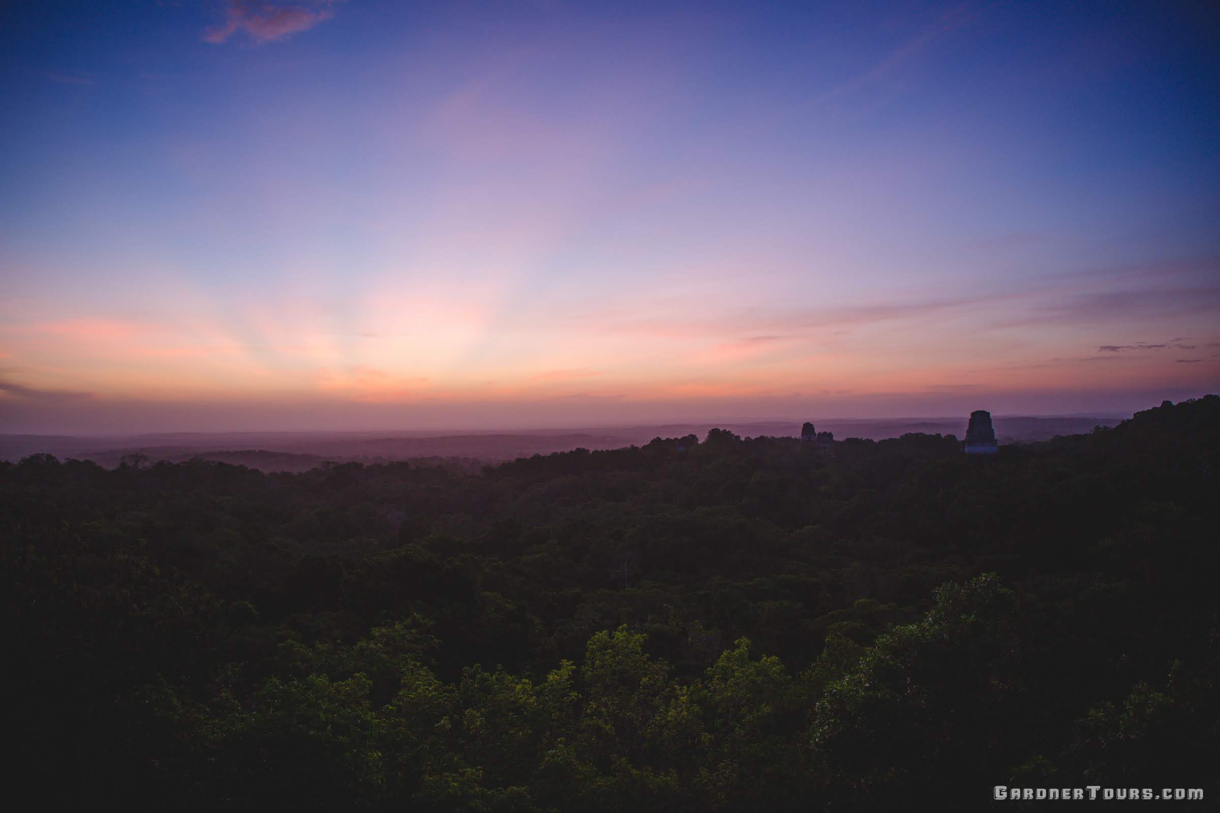 Sunrise from the Top of a Pyramid in Tikal National Park, Guatemala