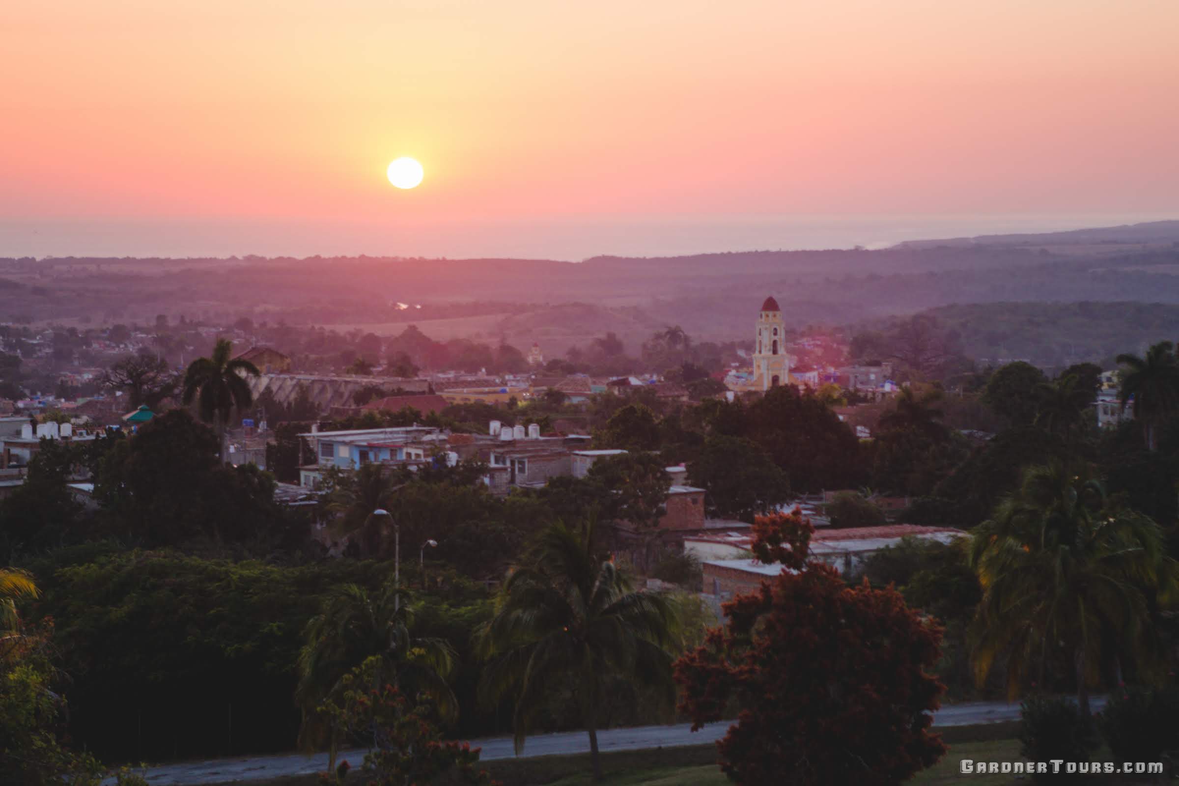 Sunset over Trinidad, Cuba with the Tower at Plaza Mayor in View