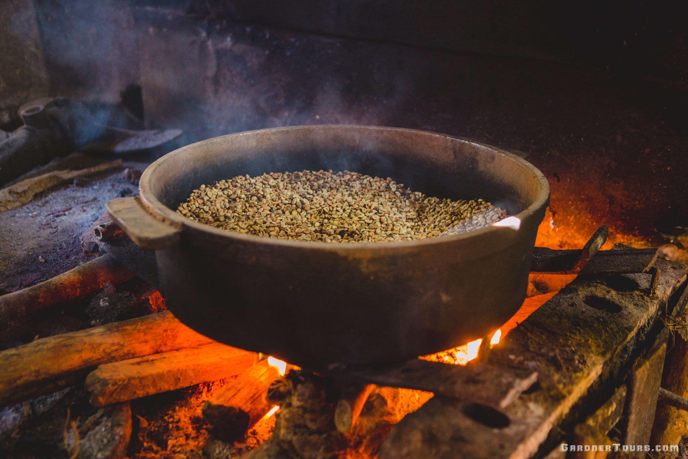 Roasting Cuban Coffee over the Fire in Vinales, Cuba