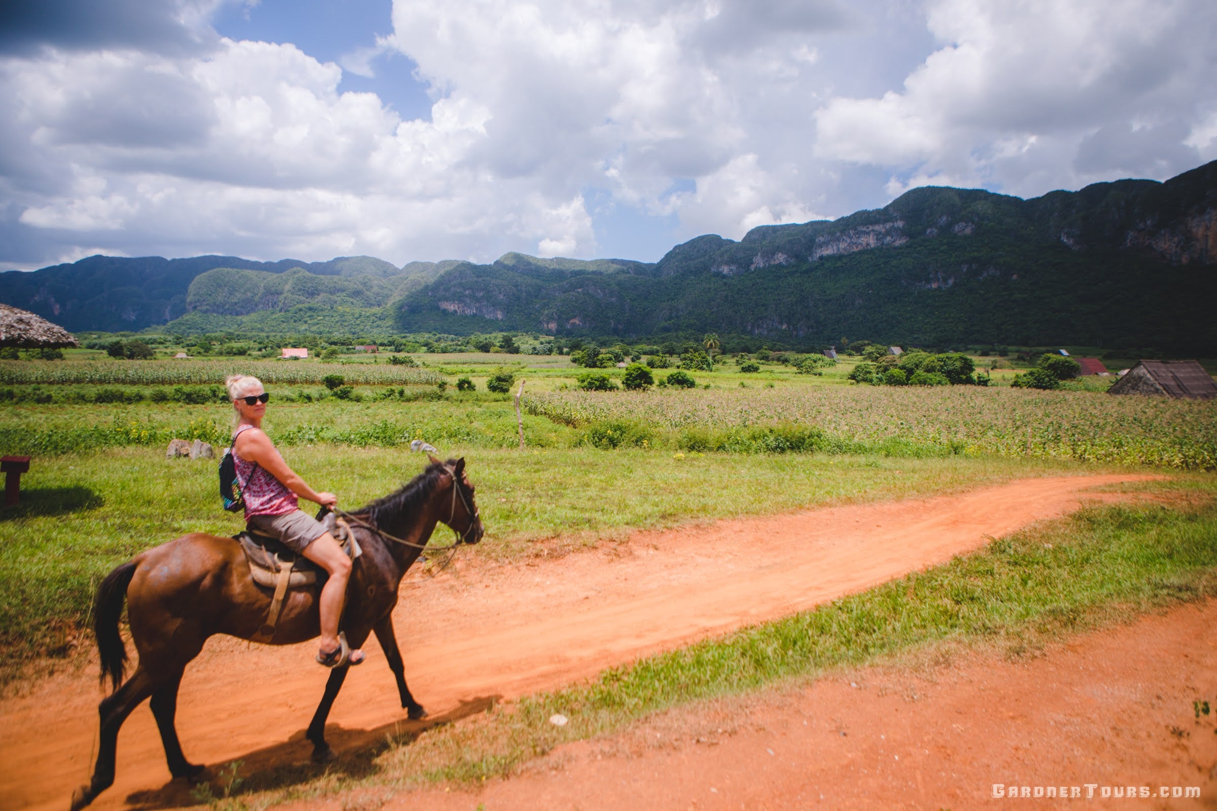 A Woman Riding a Horse in the Vinales Valley, Cuba