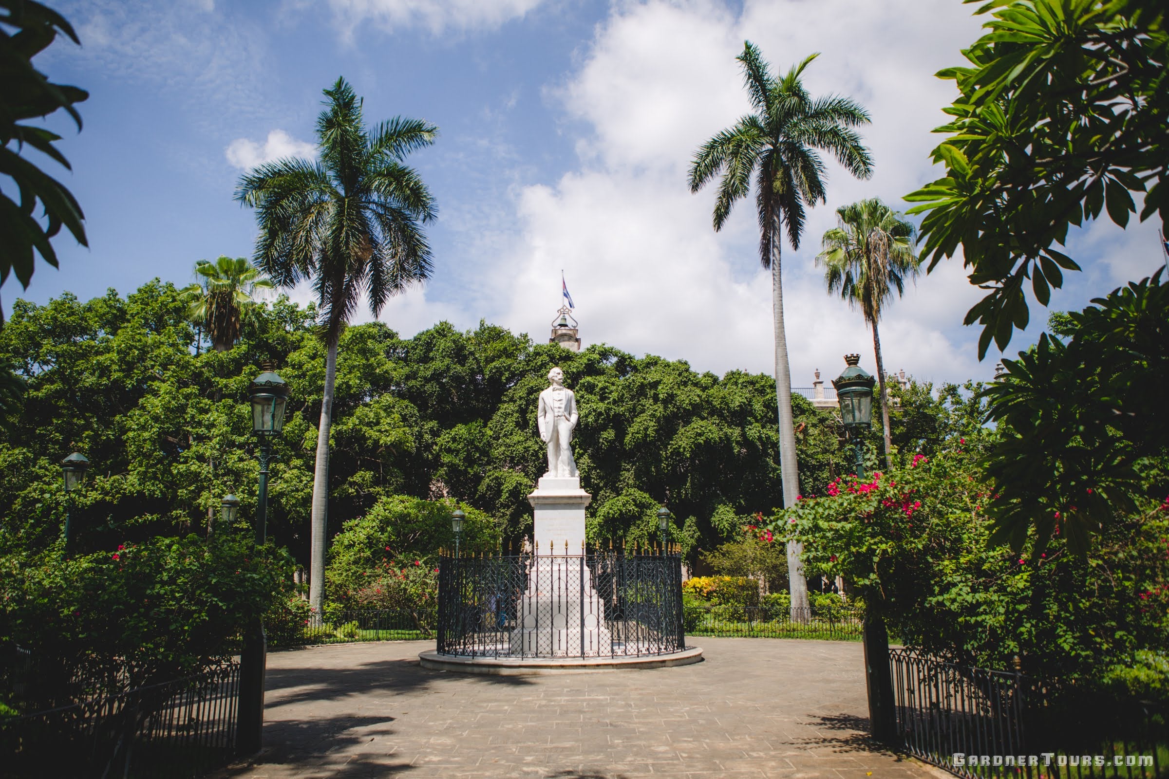 the Statue of Carlos Manuel de Cespedes in the middle of the Plaza de Armas in Old Havana Cuba