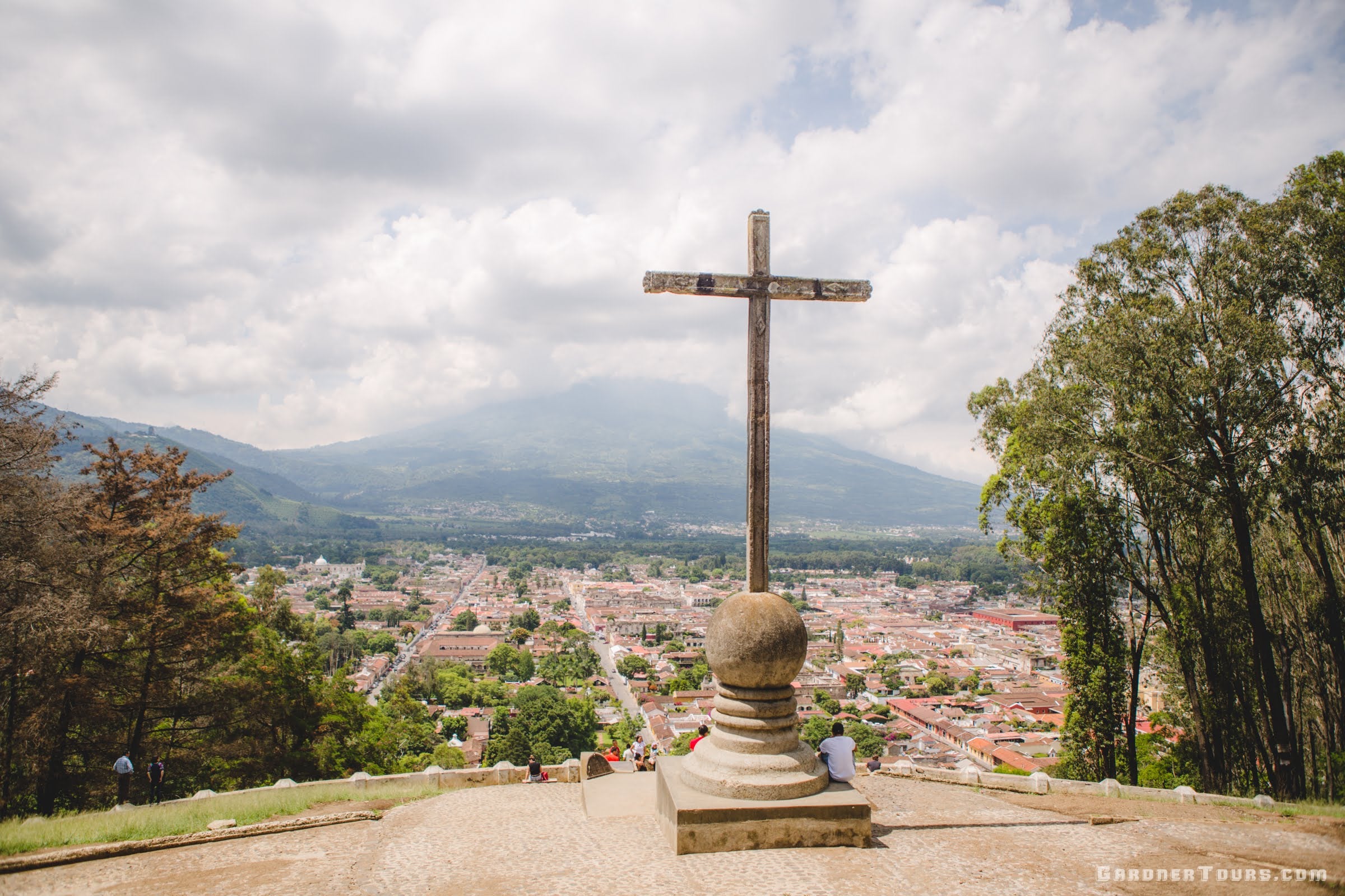 The Hill of the Cross Overlooking Antigua, Guatemala and the Volcanoes in the Background