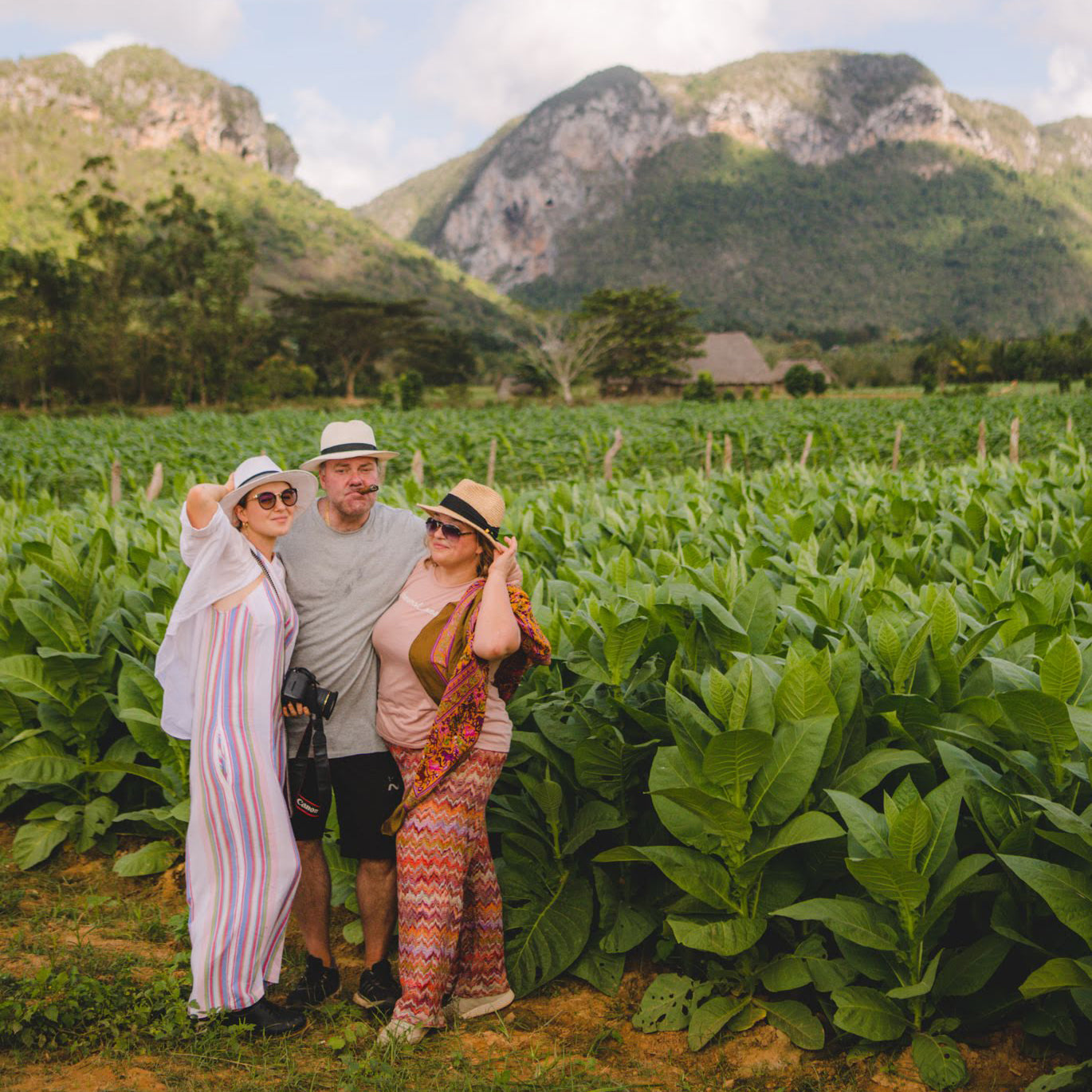 Gardner Tours Cuba Tours Custom Cuba Tour 5 Star TripAdvisor Review by Lilia Sherlygina family standing in Tobacco Fields in Vinales Cuba