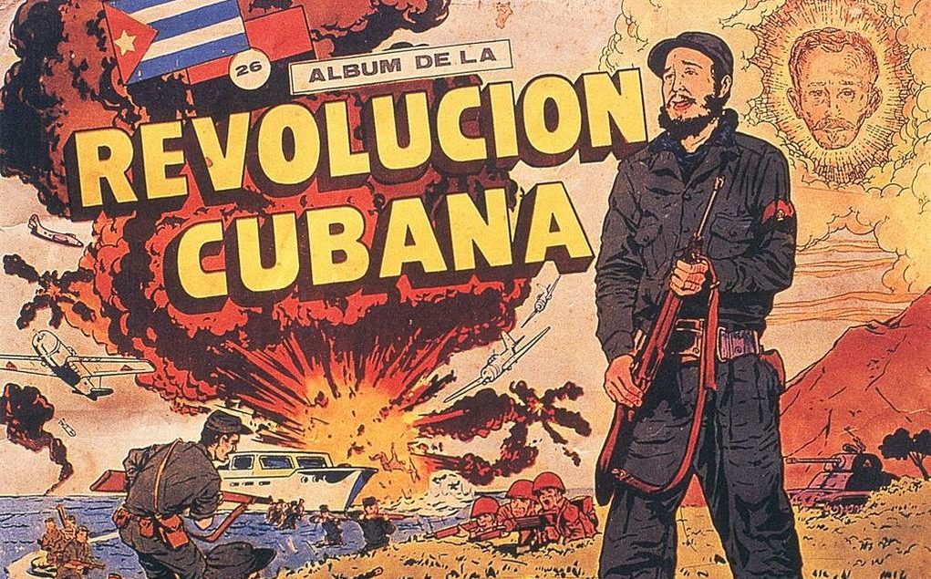 Cover of the Cuban Cartoon Book Album de la Revolucion with Jose Marti and Fidel Castro