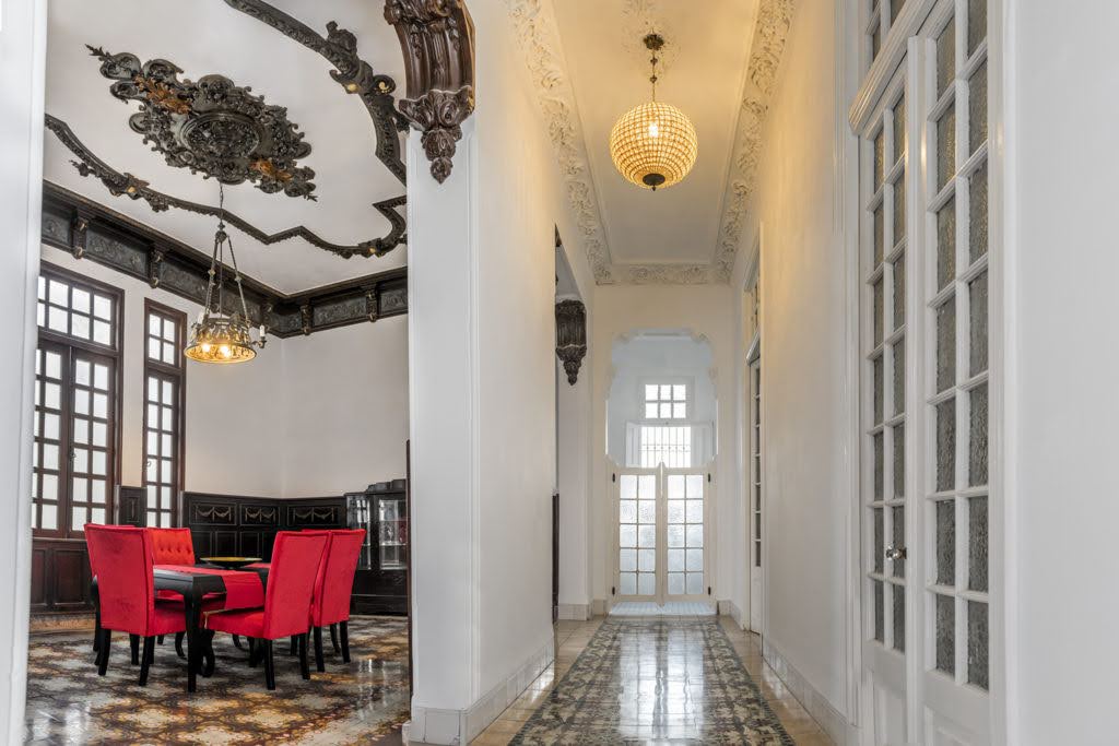 Dining Room and Hallway at Luxury Spanish Villa Accommodations in Vedado Havana, Cuba