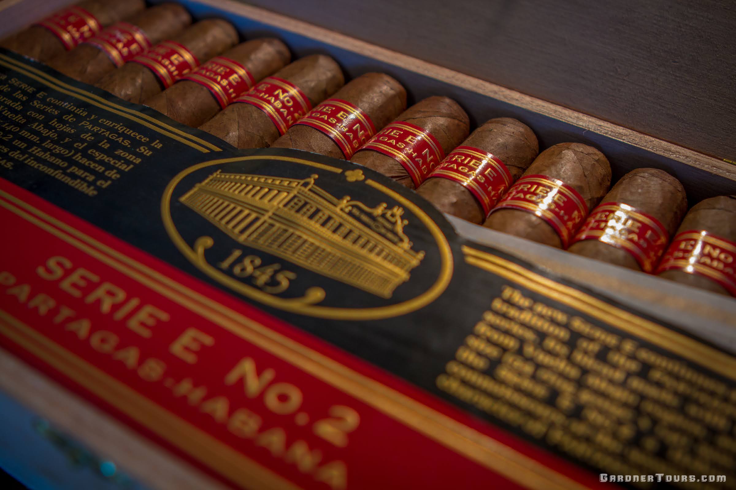 A crisp box of Partagas Series E No. 2 Cuban Cigars in the perfect lighting