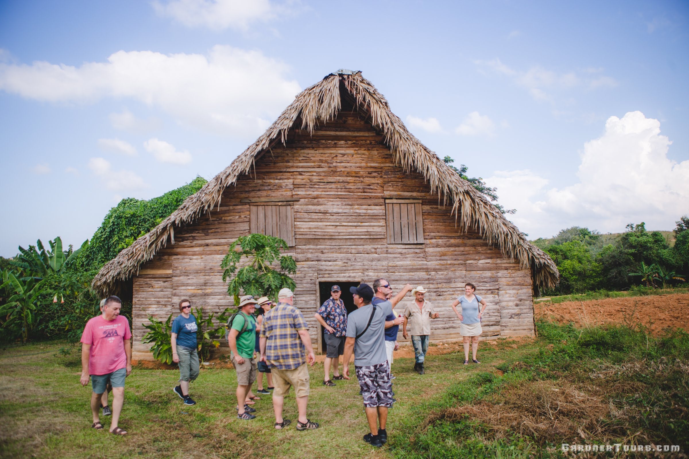 Gardner Tours Cuban Tour Guide Yunior explaining about Cuban tobacco at a tobacco farm in Viñales, Cuba