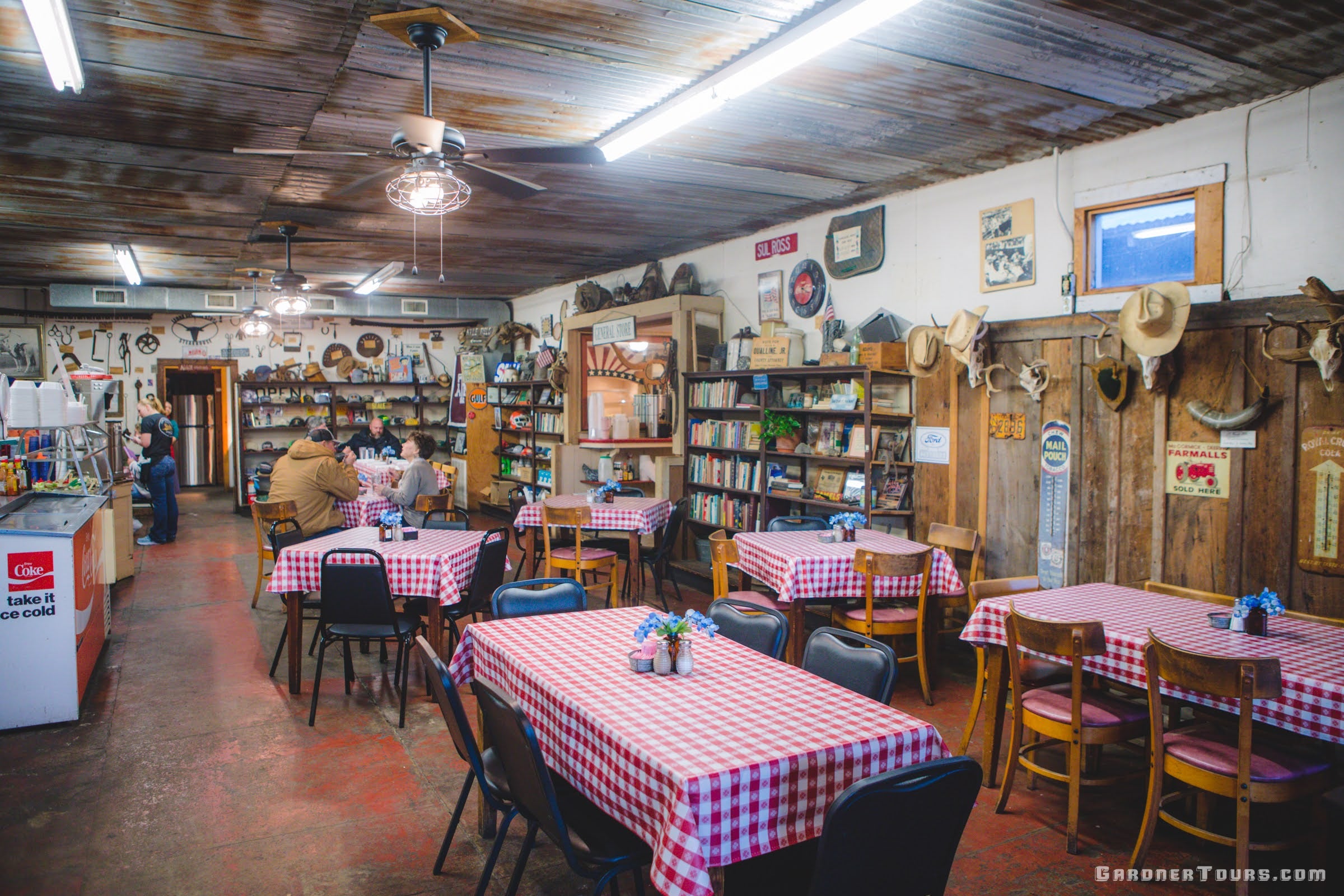 A look through the front door at the Leona General Store in Leona, Texas.