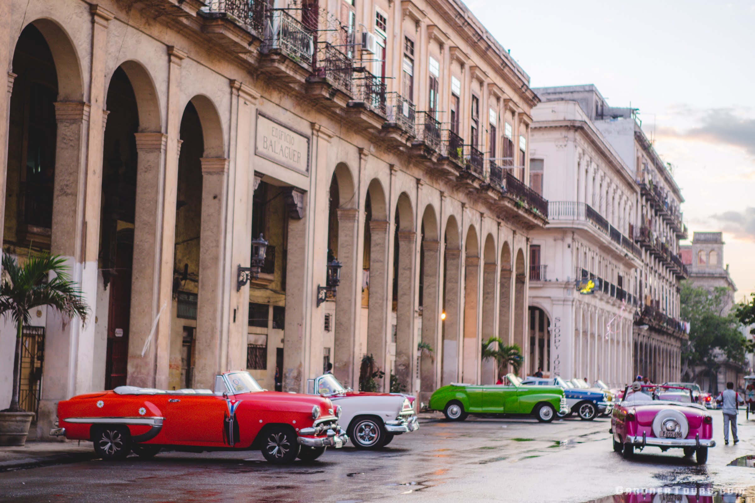 Classic Cars lining the streets of Old Havana near Sloppy Joe's Bar in Havana, Cuba