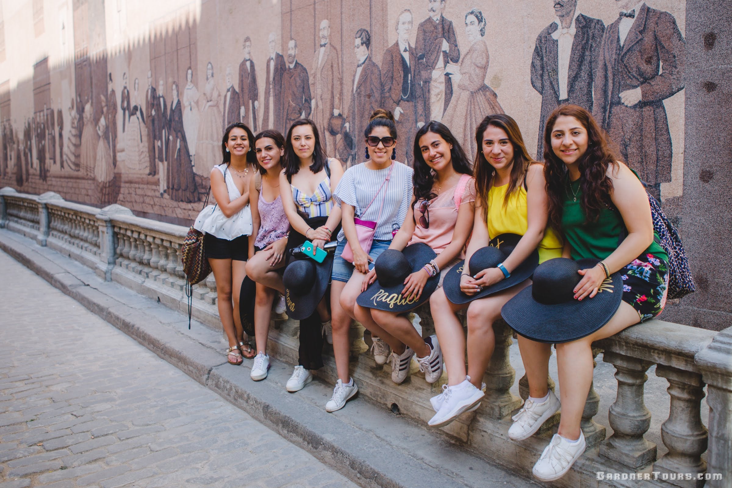 Group of Ladies in front of Mural in Old Havana, Cuba